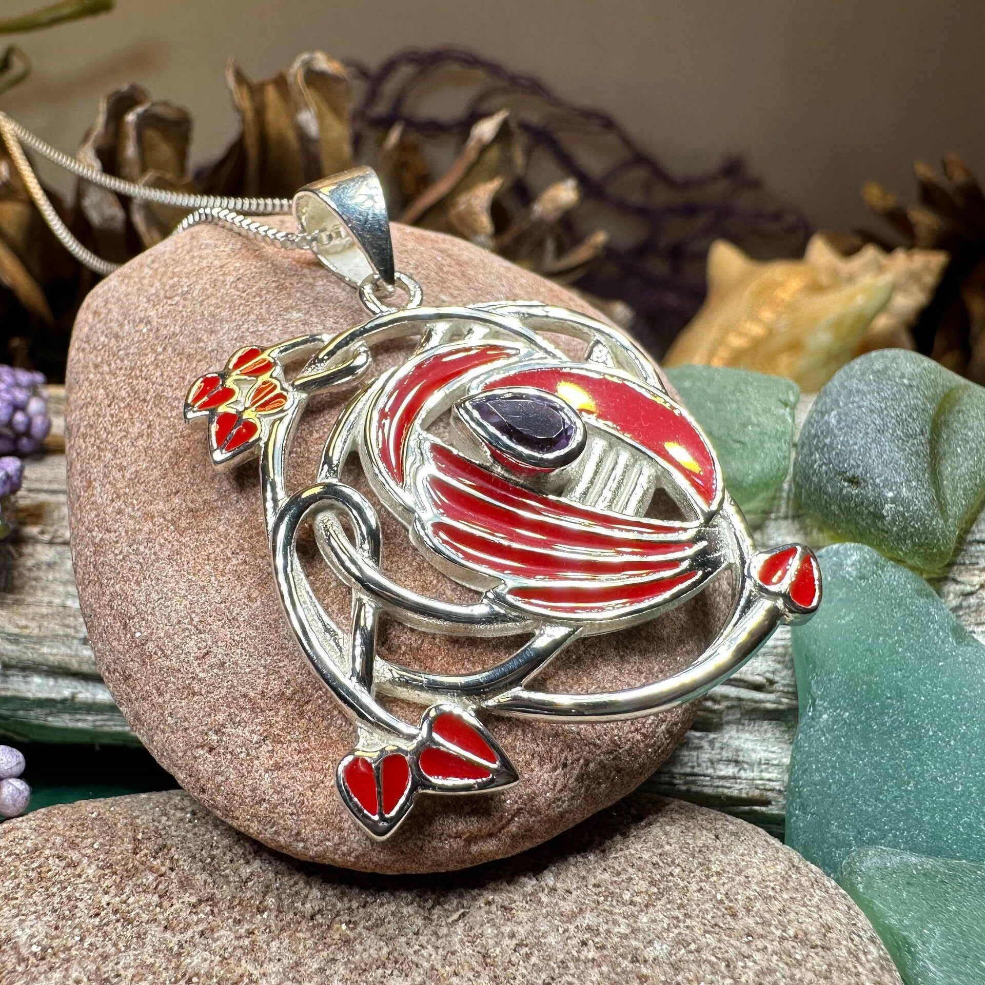 Mackintosh Necklace, Scotland Jewelry, Celtic Pendant, Rose Jewelry, Art Deco Pendant, Anniversary Gift, Scottish Necklace, Wife Gift