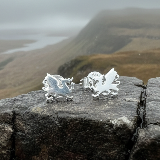 Eilonwy Welsh Dragon Stud Earrings — view 11