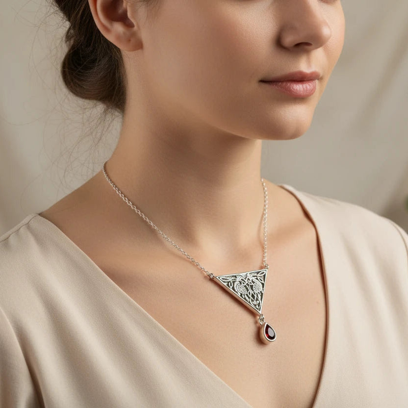 Kells Celtic Birds Necklace in Sterling Silver — view 2