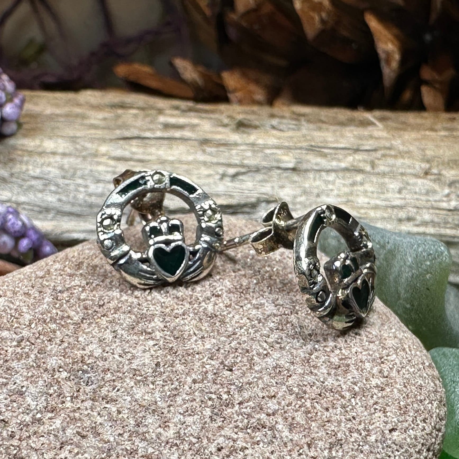 Claddagh Stud Earrings, Celtic Jewelry, Irish Jewelry, Celtic Knot Jewelry, Heart Jewelry, Anniversary Gift, Graduation Gift, Mom Gift