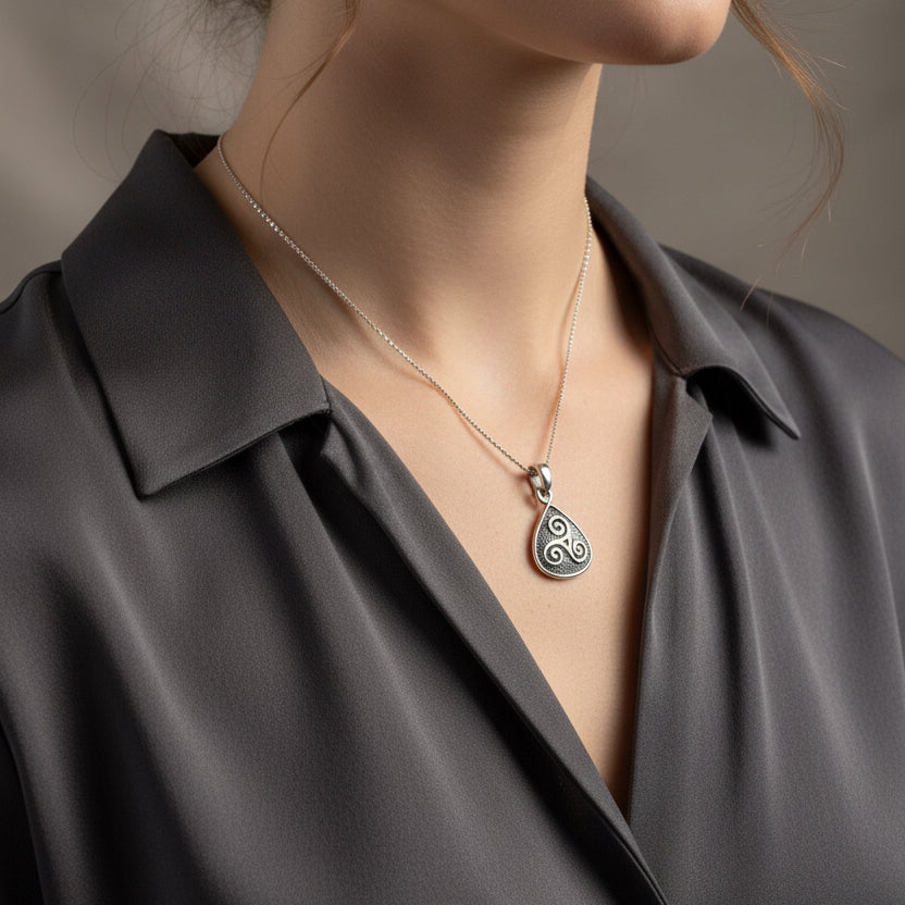 Celtic Triple Spiral Necklace