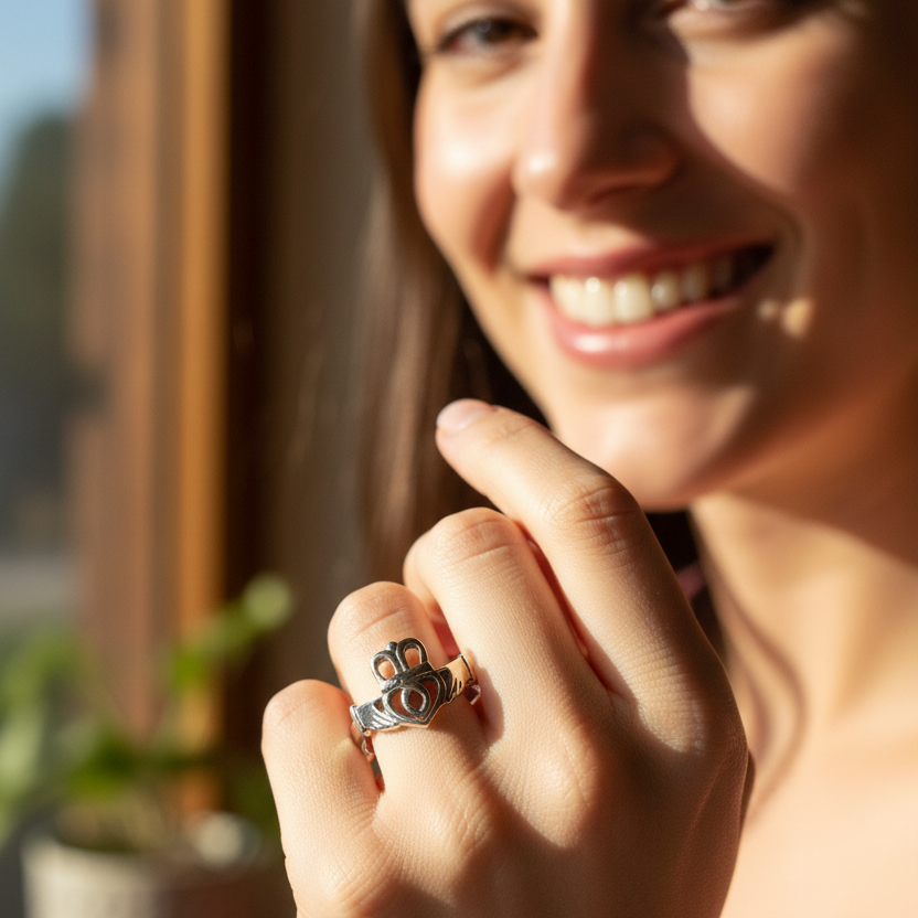 Tallisen Irish Claddagh Ring in Sterling Silver