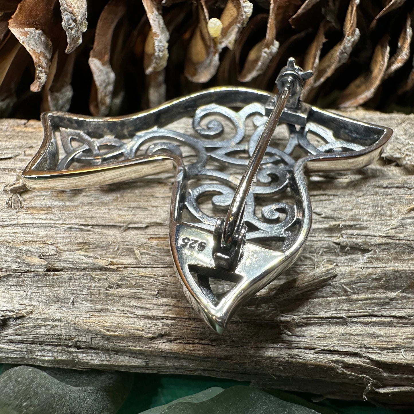 Iona Dove Trinity Knot Brooch — view 3