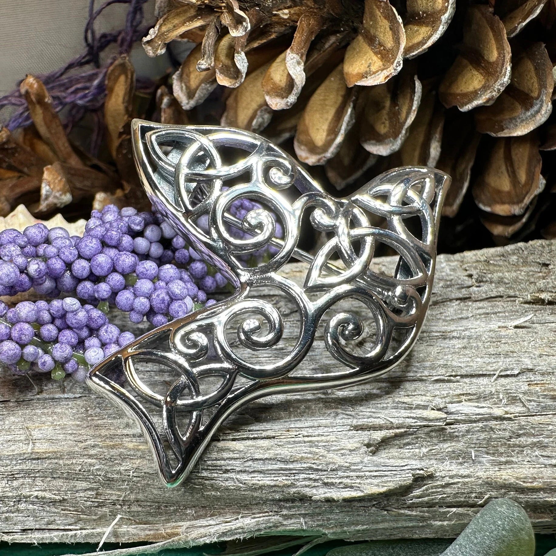 Iona Dove Trinity Knot Brooch — view 4