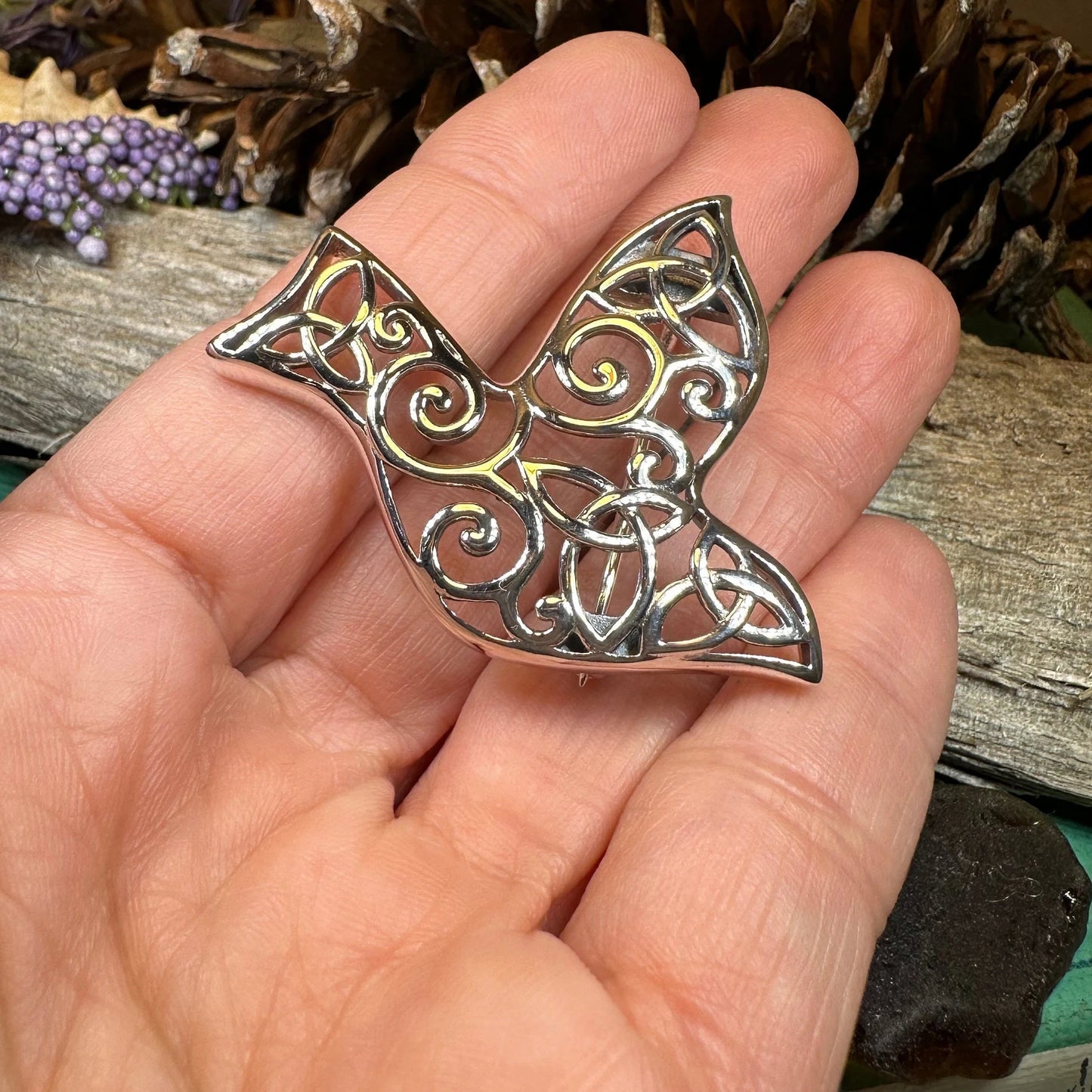 Iona Dove Trinity Knot Brooch — view 6