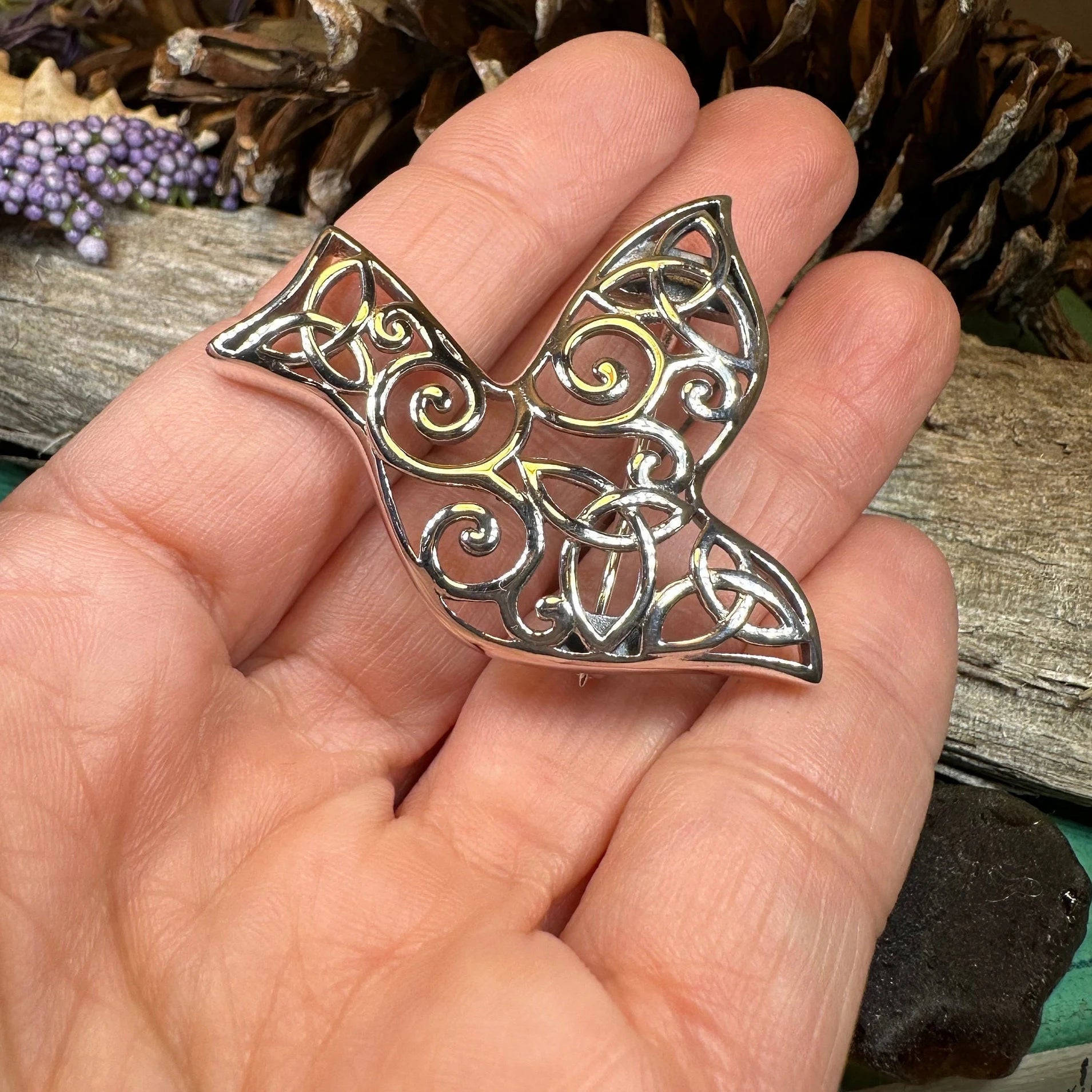 Iona Dove Trinity Knot Brooch — view 6