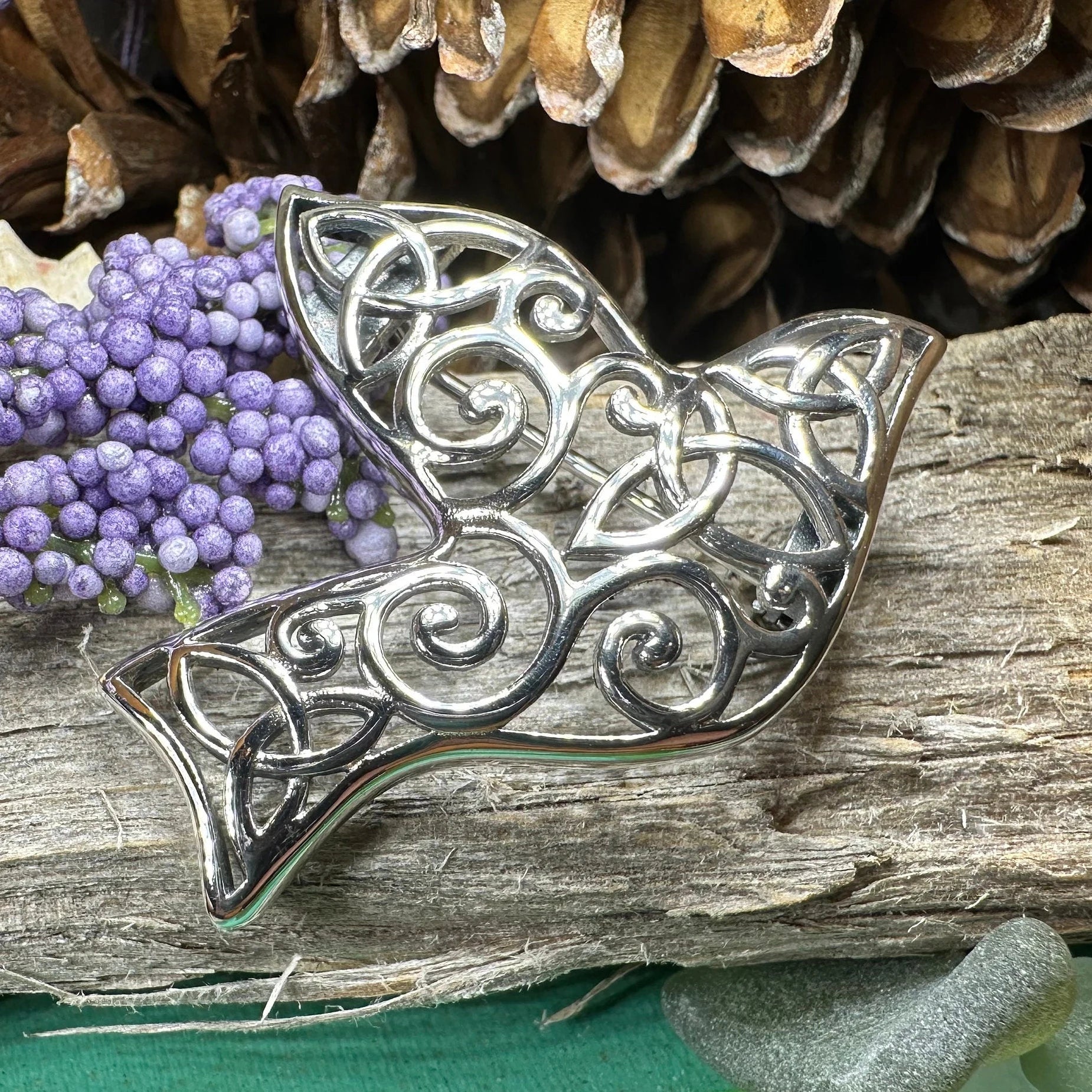 Iona Dove Trinity Knot Brooch — view 7