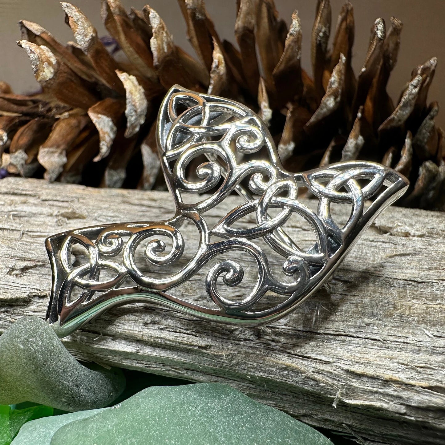 Iona Dove Trinity Knot Brooch — view 8