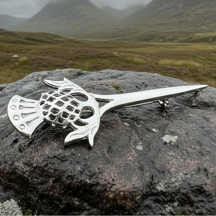 Dalwhinnie Thistle Kilt Pin - Handmade in Scotland in pewter