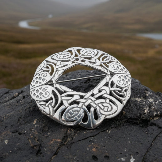 Large Celtic Birds Brooch - Handmade in Scotland