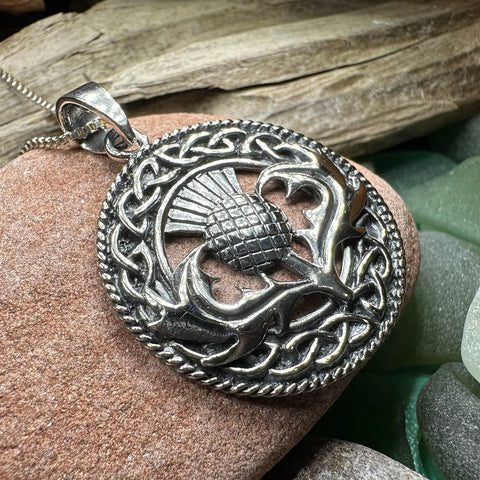 Load image into Gallery viewer, Ainsley Scottish Thistle Necklace in Sterling Silver

