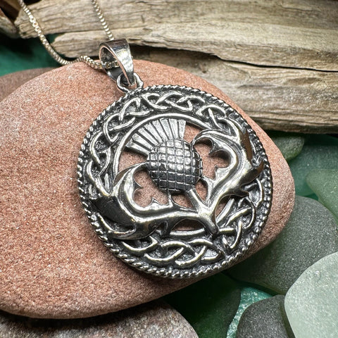 Load image into Gallery viewer, Ainsley Scottish Thistle Necklace in Sterling Silver
