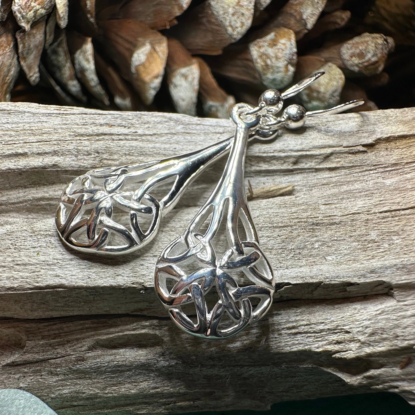 Celtic Teardrop Earrings in Sterling Silver — view 6