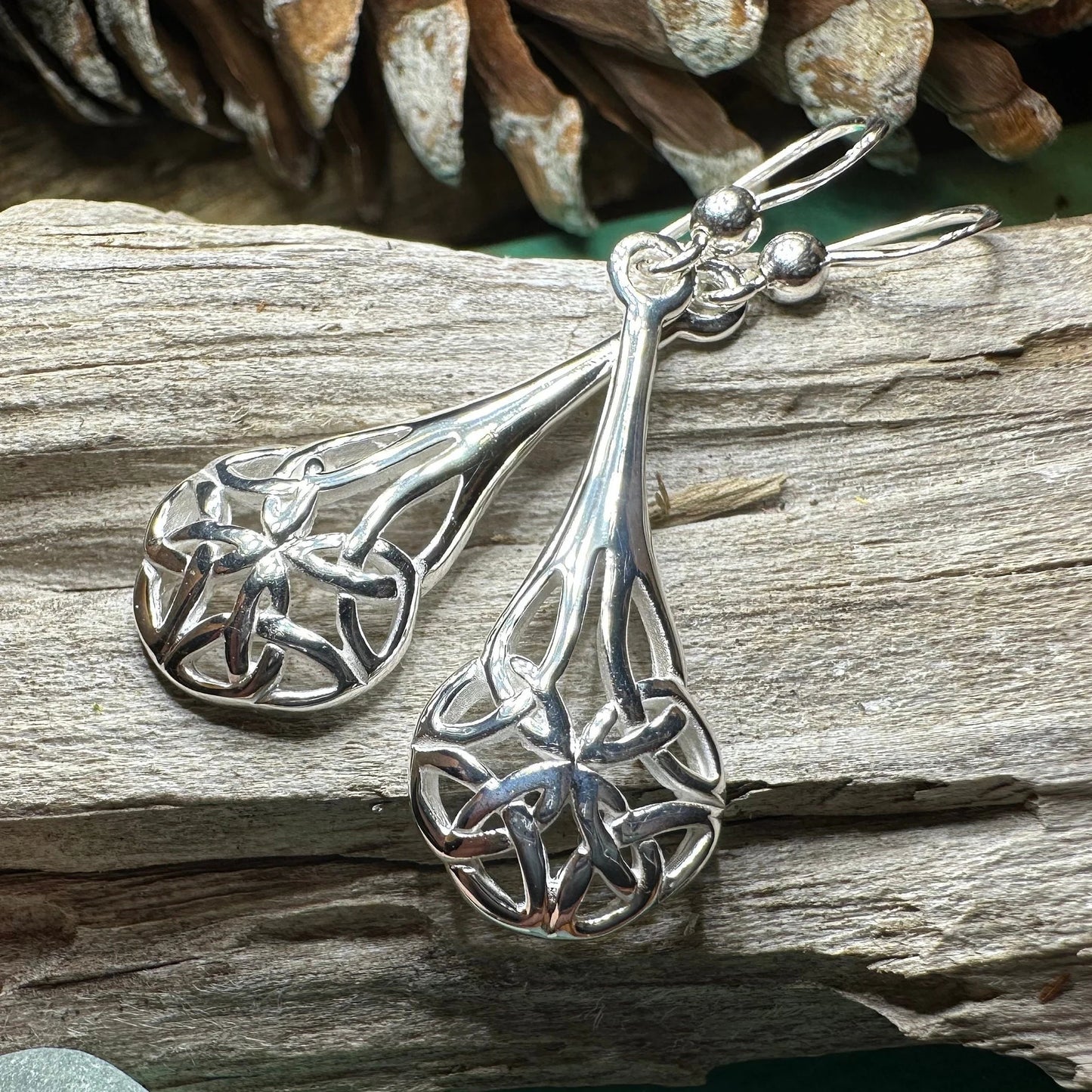 Celtic Teardrop Earrings in Sterling Silver — view 2
