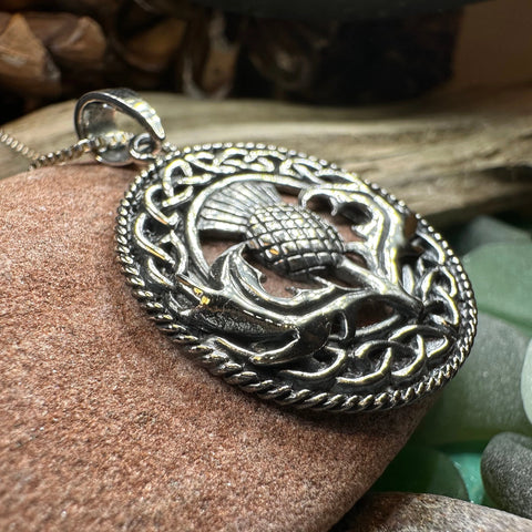 Load image into Gallery viewer, Ainsley Scottish Thistle Necklace in Sterling Silver
