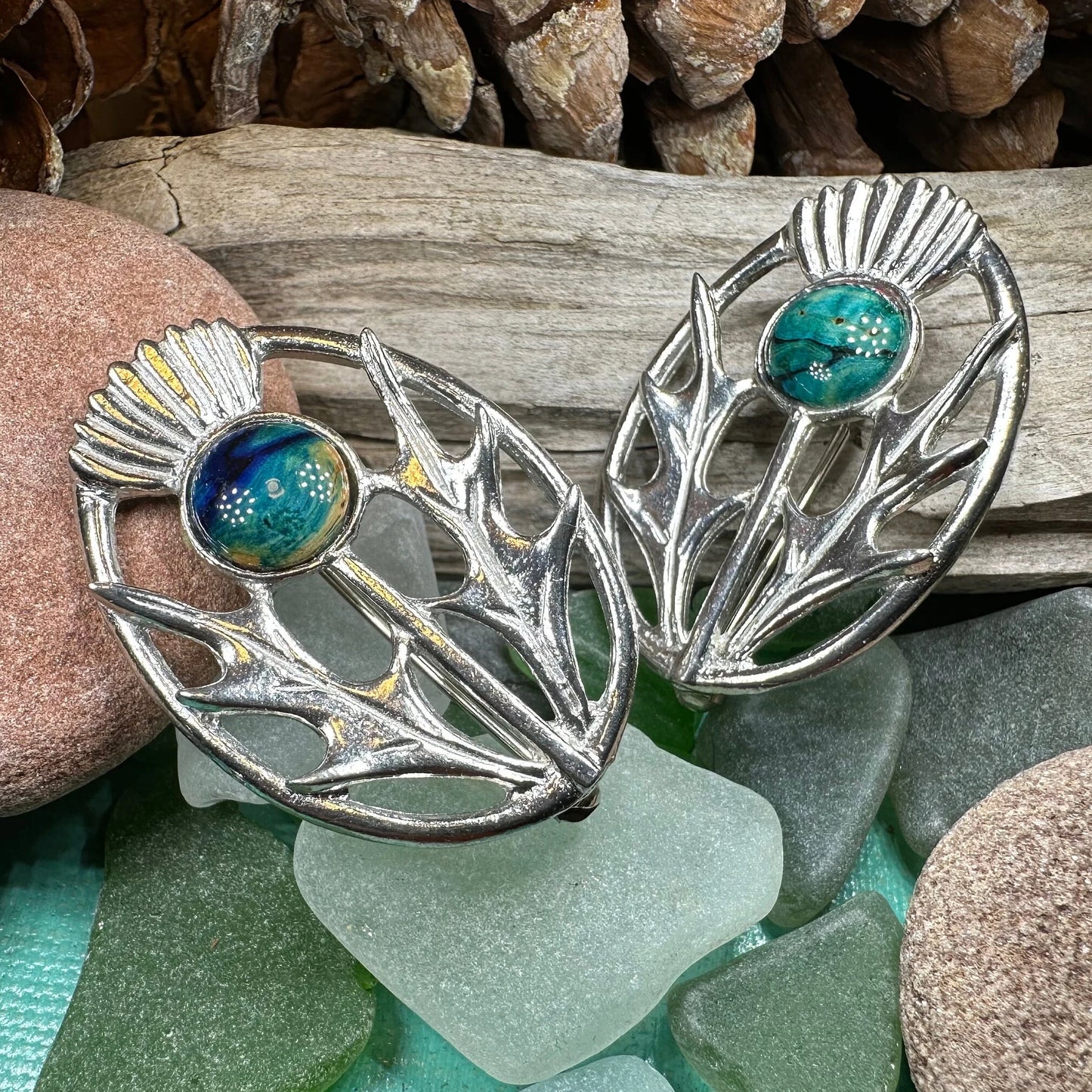 Scottish Heathergems Thistle Brooch - Handmade in Scotland — view 4