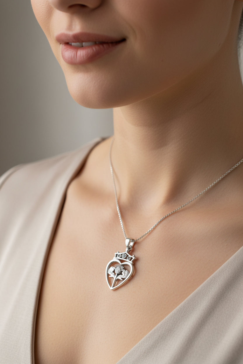 Luckenbooth Necklace, Outlander Jewelry, Scotland Jewelry, Bridal Jewelry, Amethyst Necklace, Heart Pendant, Bride Gift, Wife Gift, Mom Gift