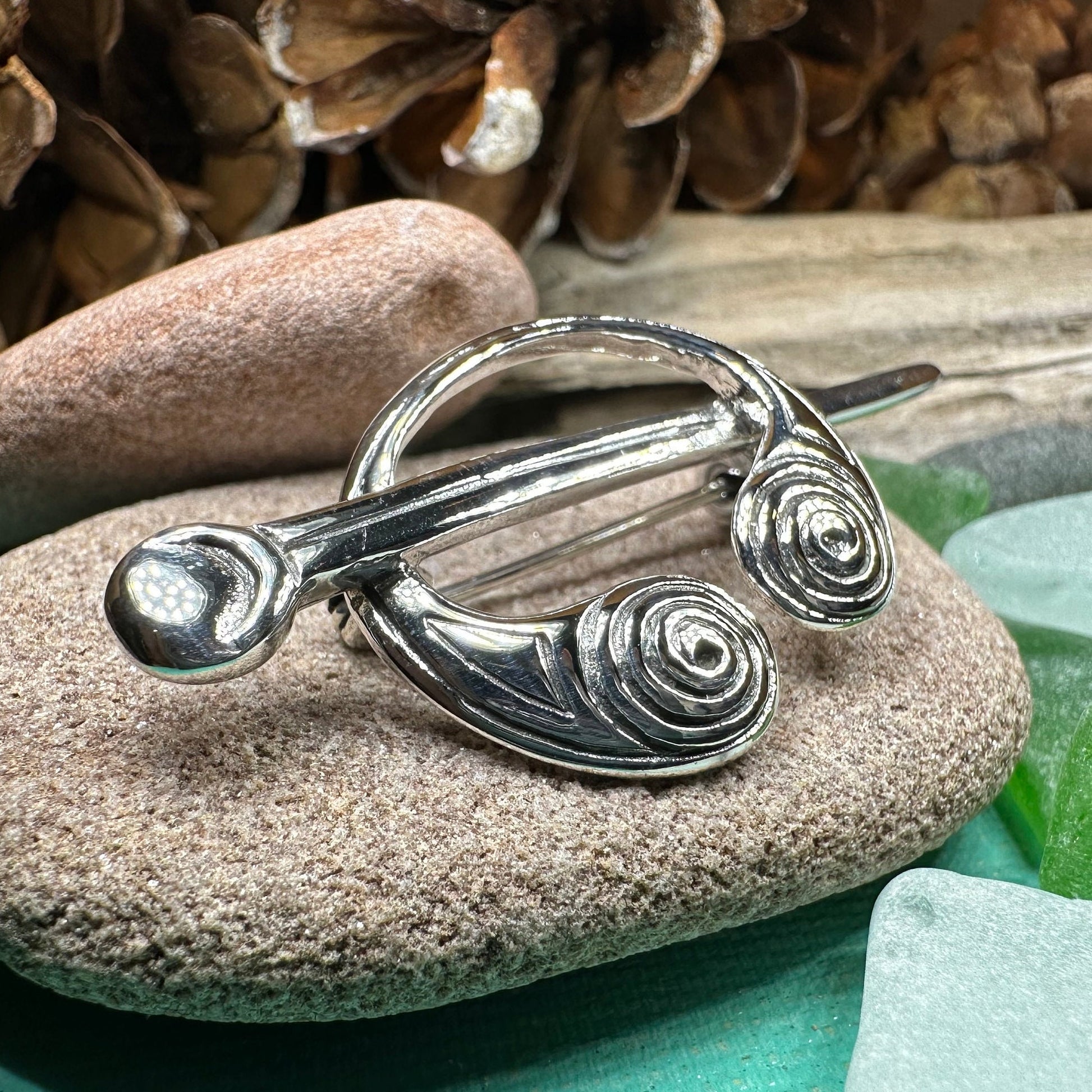 Darini Celtic Spiral Brooch in Sterling Silver — view 5