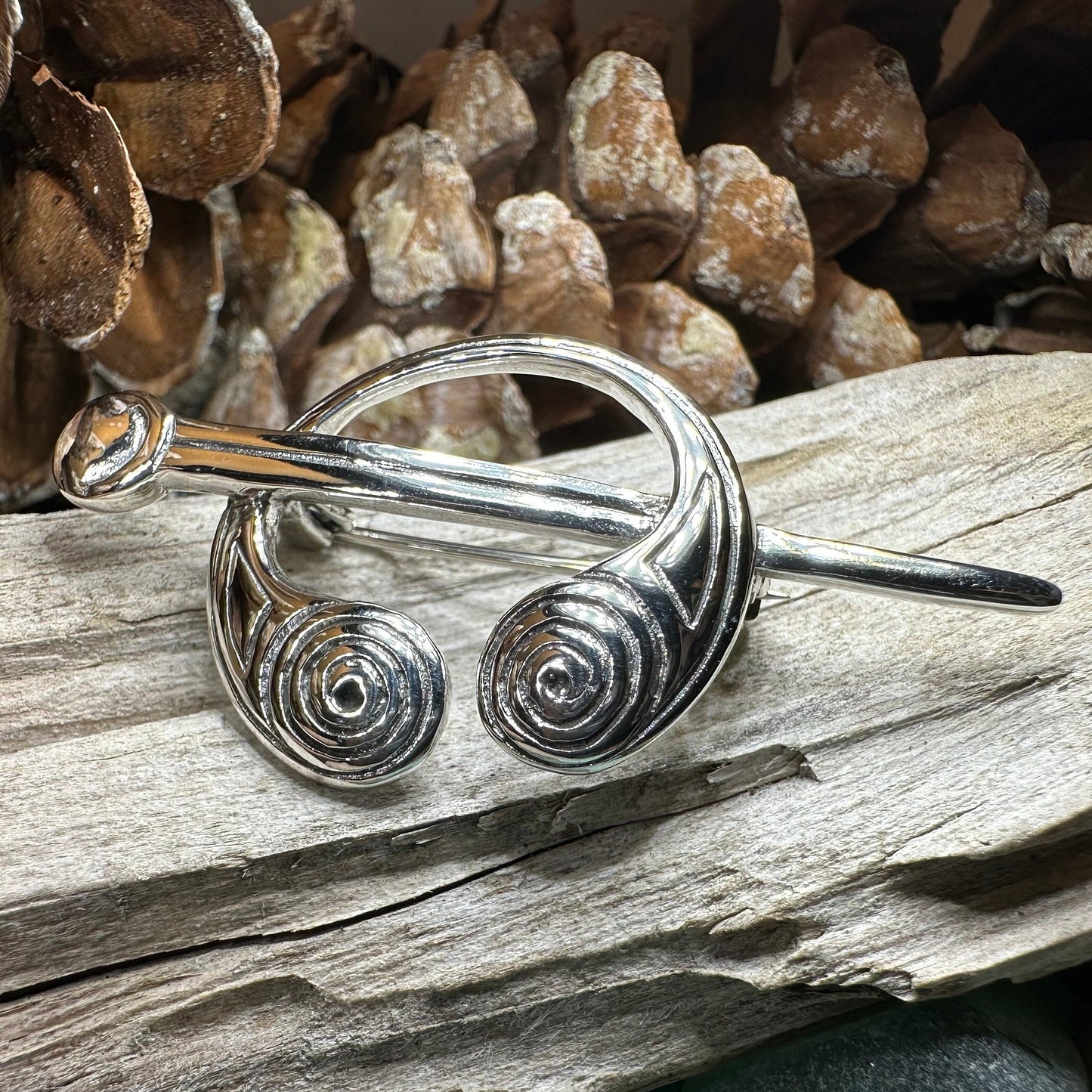 Darini Celtic Spiral Brooch in Sterling Silver — view 9
