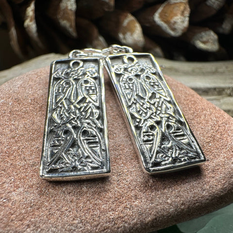 Load image into Gallery viewer, Celtic Birds Earrings, Irish Jewelry, Scottish Drop Earrings, Silver Ireland Jewelry, Anniversary Gift, Mom Gift, Wife Gift, Graduation Gift
