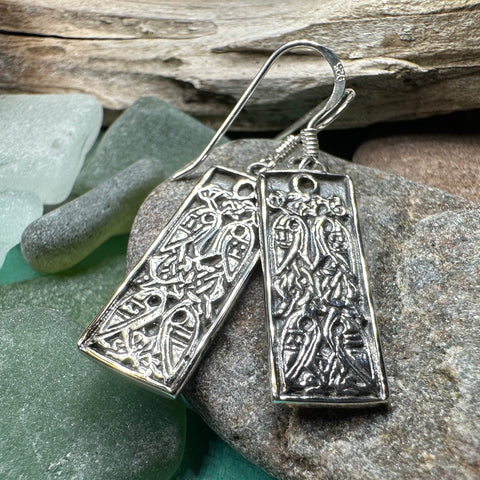 Load image into Gallery viewer, Celtic Birds Earrings, Irish Jewelry, Scottish Drop Earrings, Silver Ireland Jewelry, Anniversary Gift, Mom Gift, Wife Gift, Graduation Gift
