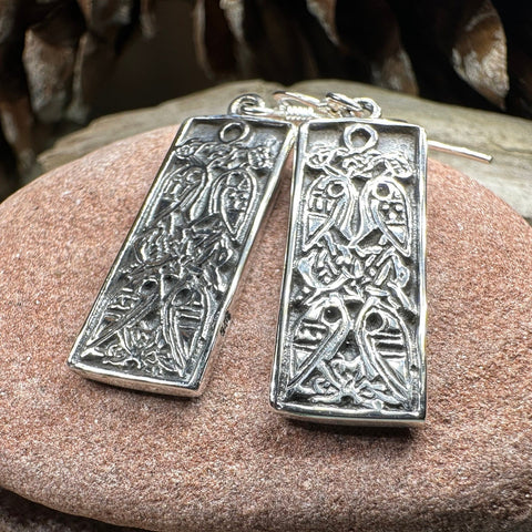 Load image into Gallery viewer, Celtic Birds Earrings, Irish Jewelry, Scottish Drop Earrings, Silver Ireland Jewelry, Anniversary Gift, Mom Gift, Wife Gift, Graduation Gift
