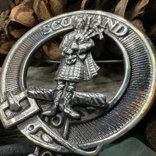 Load image into Gallery viewer, Bagpiper Brooch, Celtic Jewelry, Scottish Pin, Scotland Brooch, Celtic Brooch, Anniversary Gift, Cap Badge Pin, Bagpiper Gift, Plaid Pin
