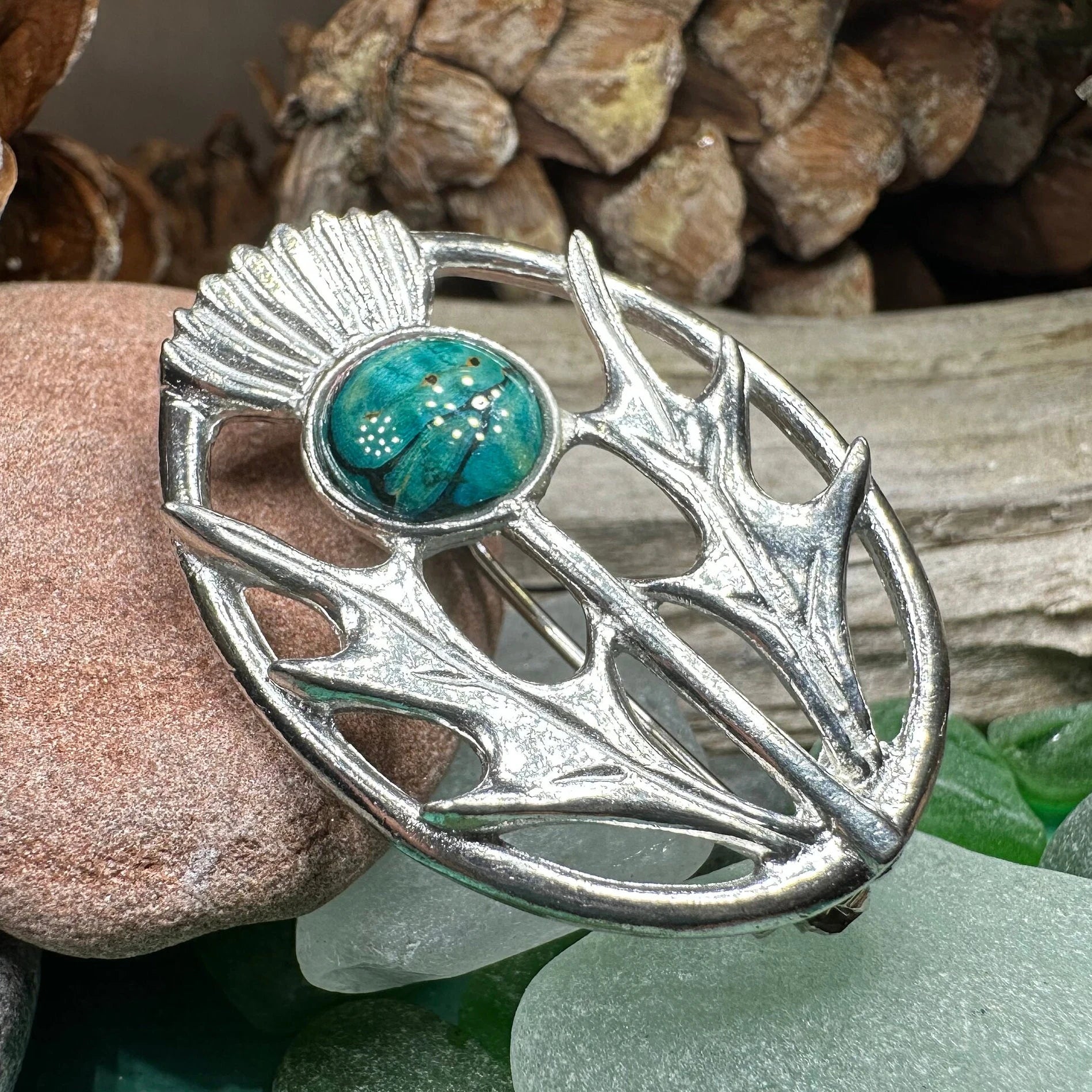 Scottish Heathergems Thistle Brooch - Handmade in Scotland — view 3