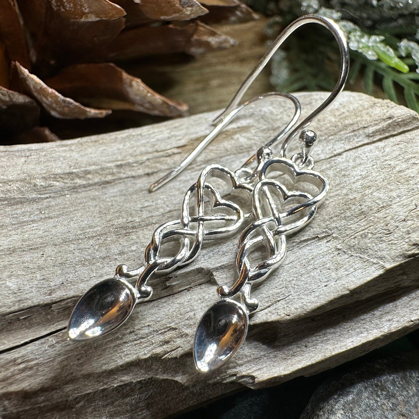 Love Spoon Earrings, Celtic Jewelry, Wales Jewelry, Welsh Earrings, Bridal Jewelry, Anniversary Gift, Heart Jewelry, Silver Spoon Wife Gift