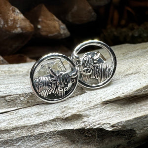 Highland Cow Earrings, Scotland Jewelry, Hairy Coo Gift, Animal Jewelry, Thistle Jewelry, Anniversary Gift, Scottish Gifts, Nature Jewelry