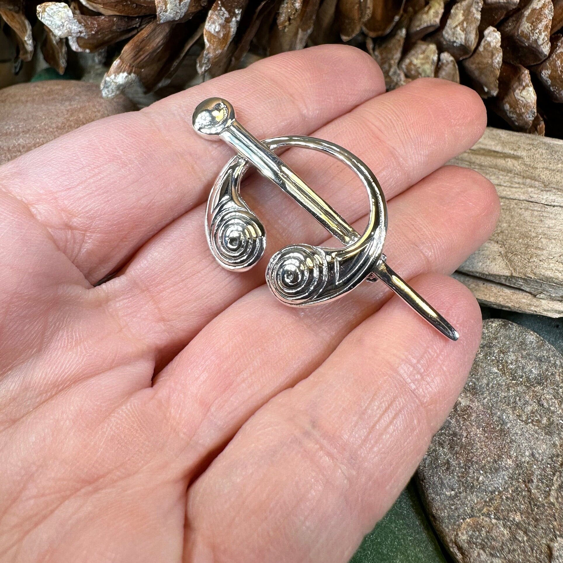 Darini Celtic Spiral Brooch in Sterling Silver — view 7