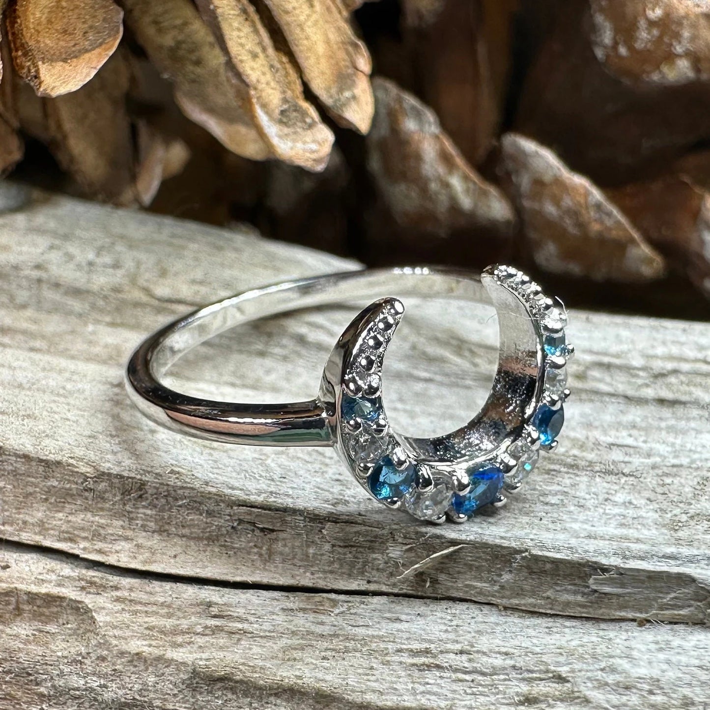 Crescent Moon Ring in sterling silver