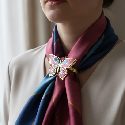 Enamel Butterfly Scarf Ring