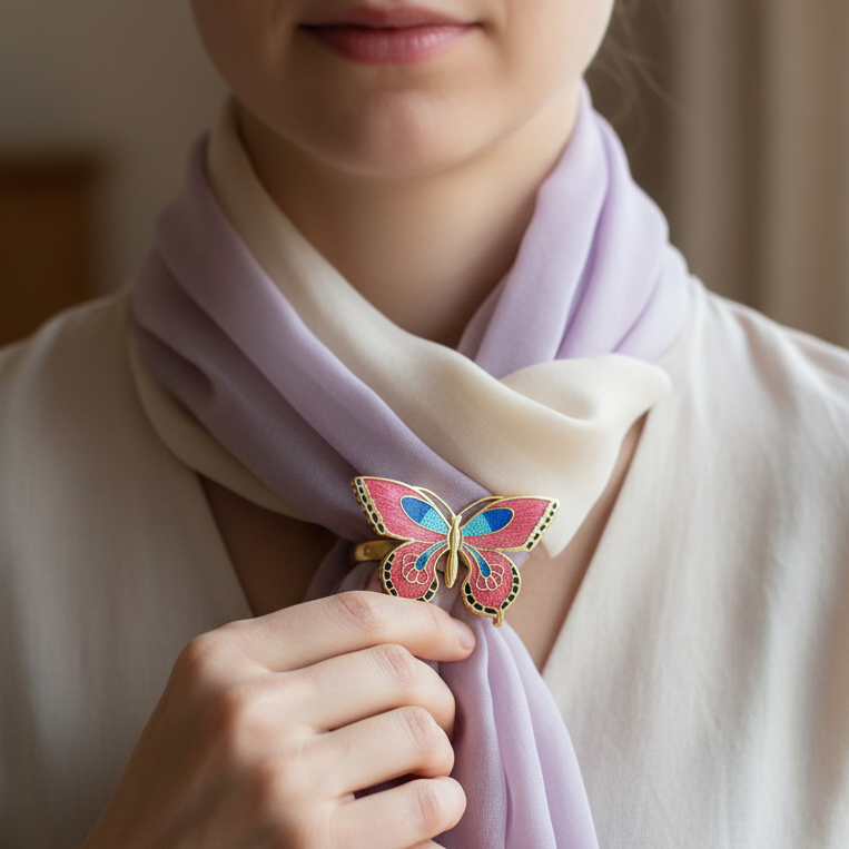 Enamel Butterfly Scarf Ring
