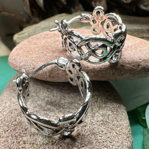 Celtic Hoop Earrings, Irish Jewelry, Scottish Earrings, Mom Gift, Hugger Hoop Earrings, Scotland Jewelry, Anniversary Gift, Graduation Gift