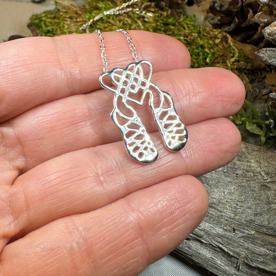 Irish Dance Shoes Necklace, Ghillies Necklace, Celtic Jewelry, Irish Dancer Gift, Girl's Ireland Pendant, Irish Soft Shoe, Dance Jewelry