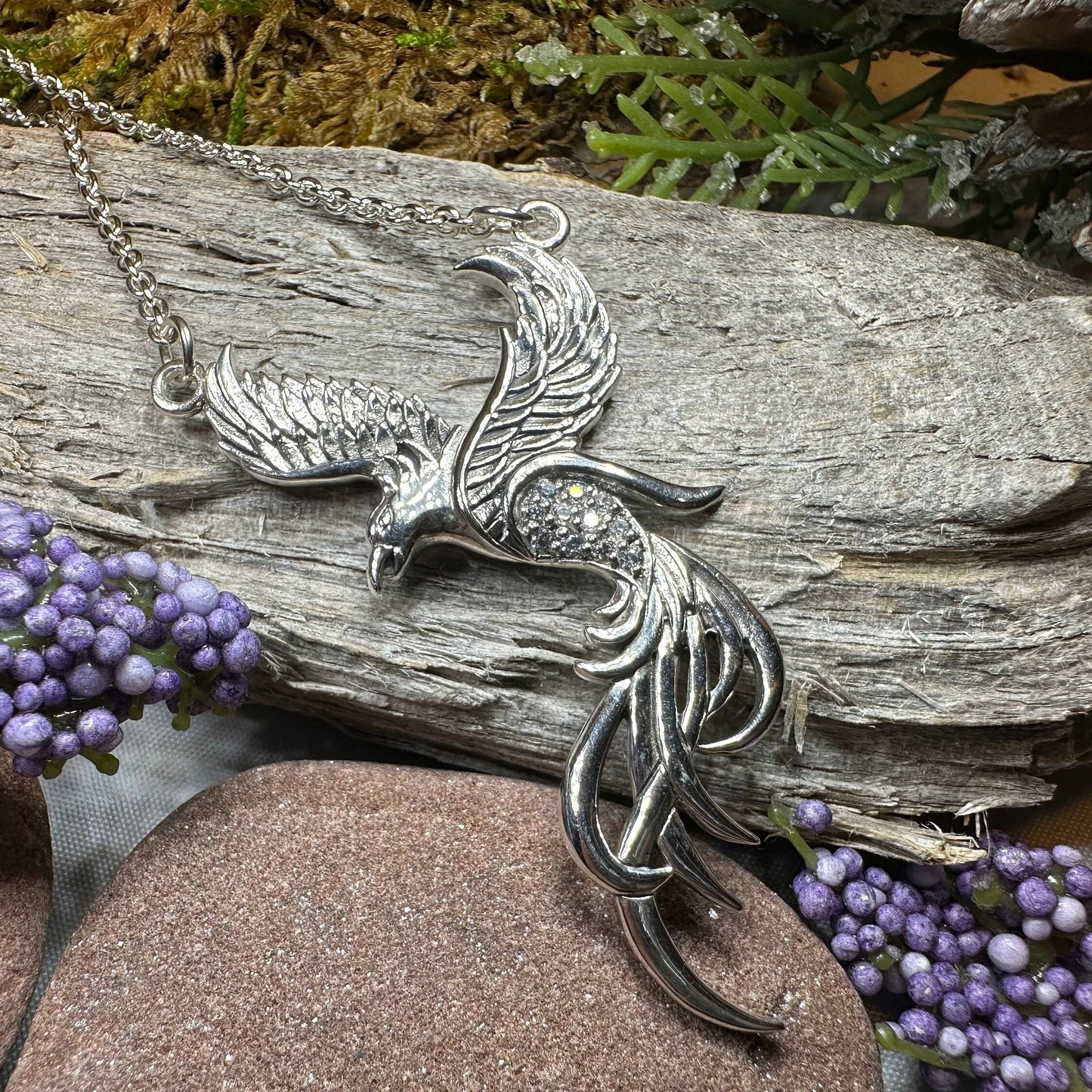 Starfire Phoenix Necklace in sterling silver