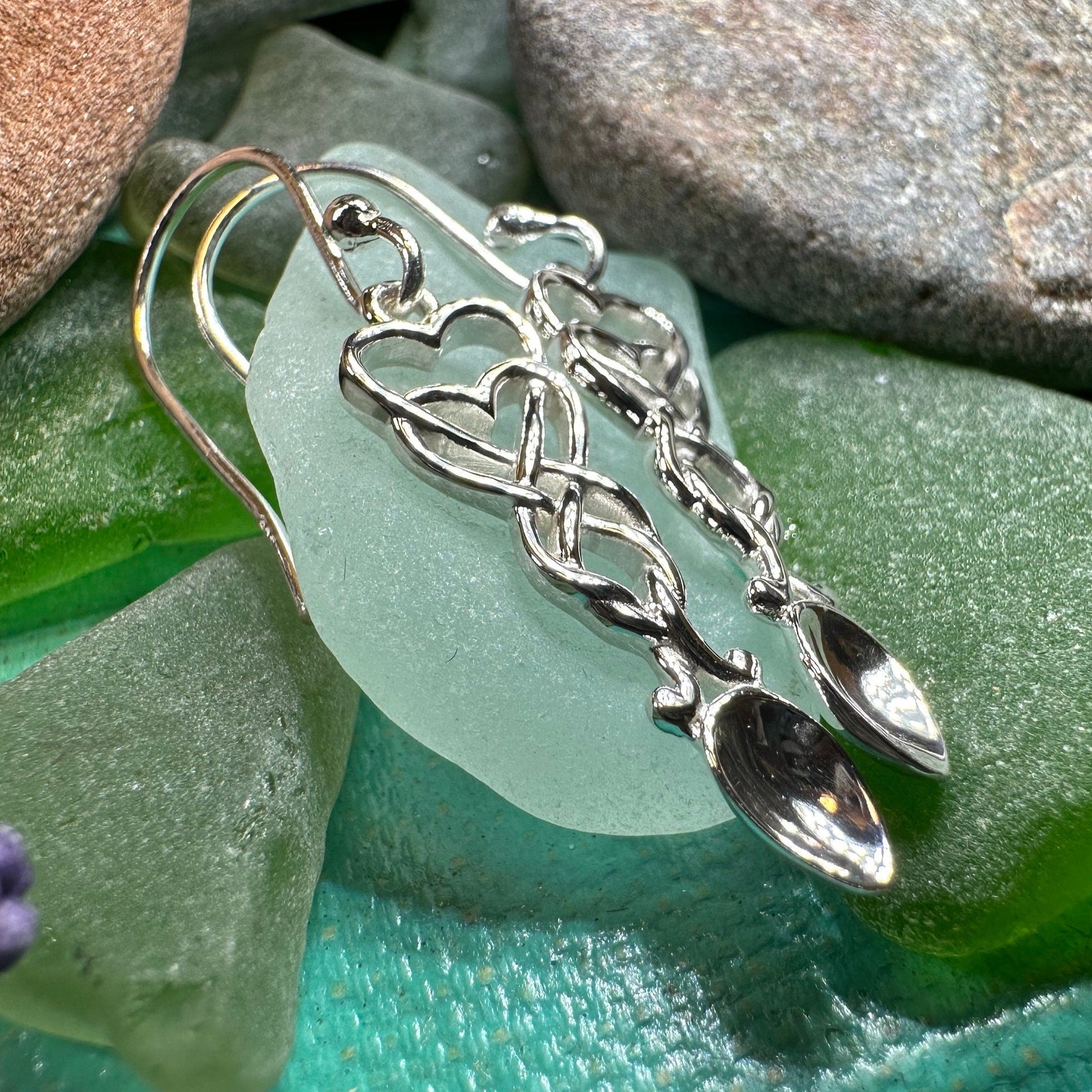 Love Spoon Earrings, Celtic Jewelry, Wales Jewelry, Welsh Earrings, Bridal Jewelry, Anniversary Gift, Heart Jewelry, Silver Spoon Wife Gift