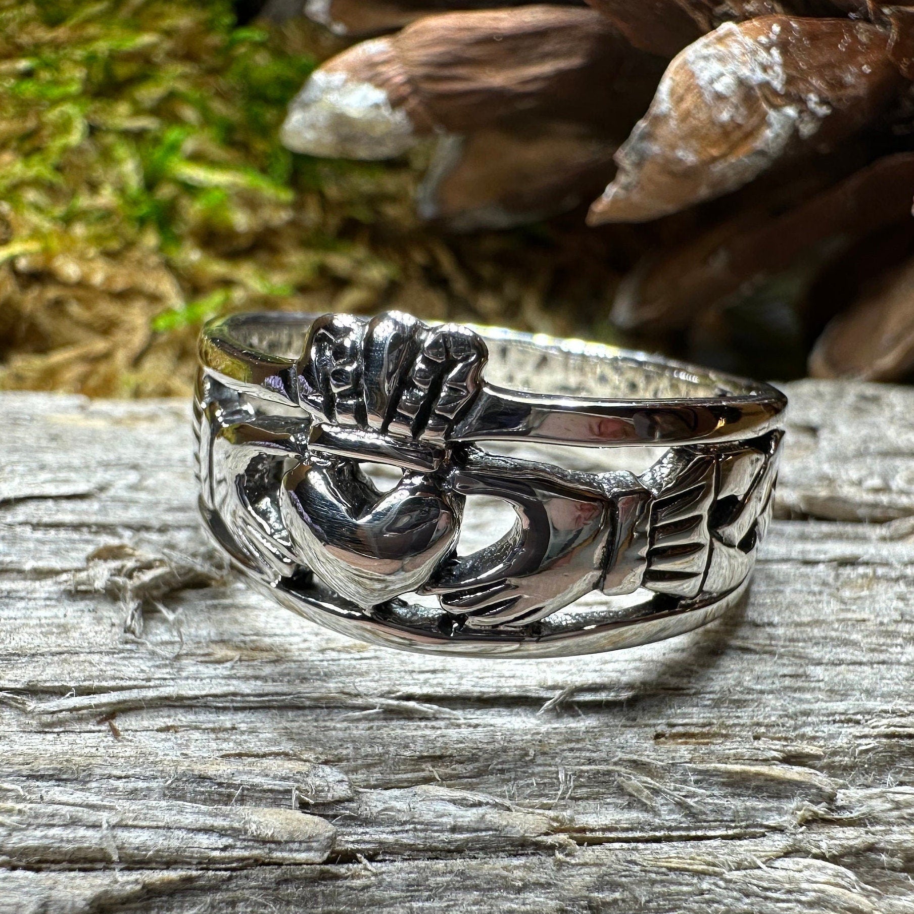 Irish Claddagh Band Mens Claddagh Ring Sterling Silver Eternally