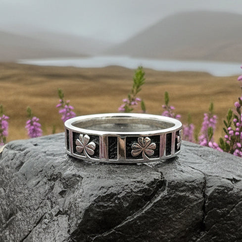 Shamrock Ring, Celtic Band Ring, Irish Jewelry, Clover Jewelry, Ireland Gift, Irish Dance Gift, Anniversary Gift, Wedding Band