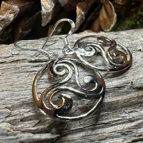 Load image into Gallery viewer, Celtic Spiral Earrings, Irish Jewelry, Viking Jewelry, Ireland Gift, Triskelion Jewelry, Triskele, Celtic Jewelry, Triple Spiral Jewelry
