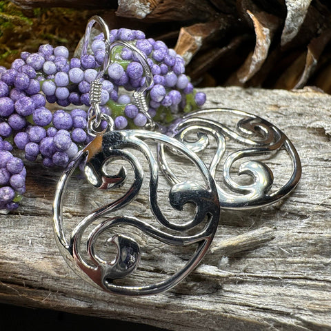 Load image into Gallery viewer, Celtic Spiral Earrings, Irish Jewelry, Viking Jewelry, Ireland Gift, Triskelion Jewelry, Triskele, Celtic Jewelry, Triple Spiral Jewelry
