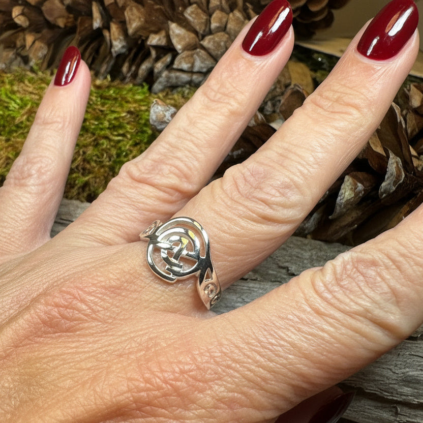Celtic Knot Ring, Spiral Ring, Labyrinth Statement Ring, Irish Ring, Ladies Pagan Ring, Anniversary Gift, Scottish Ring, Wiccan Ring