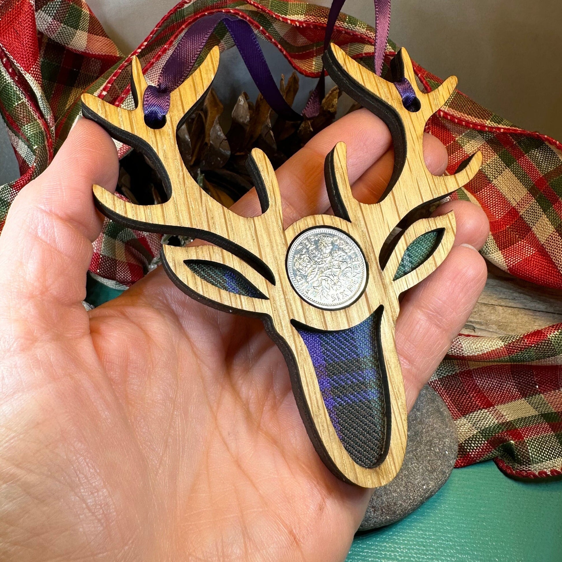 Tartan Stag Ornament
