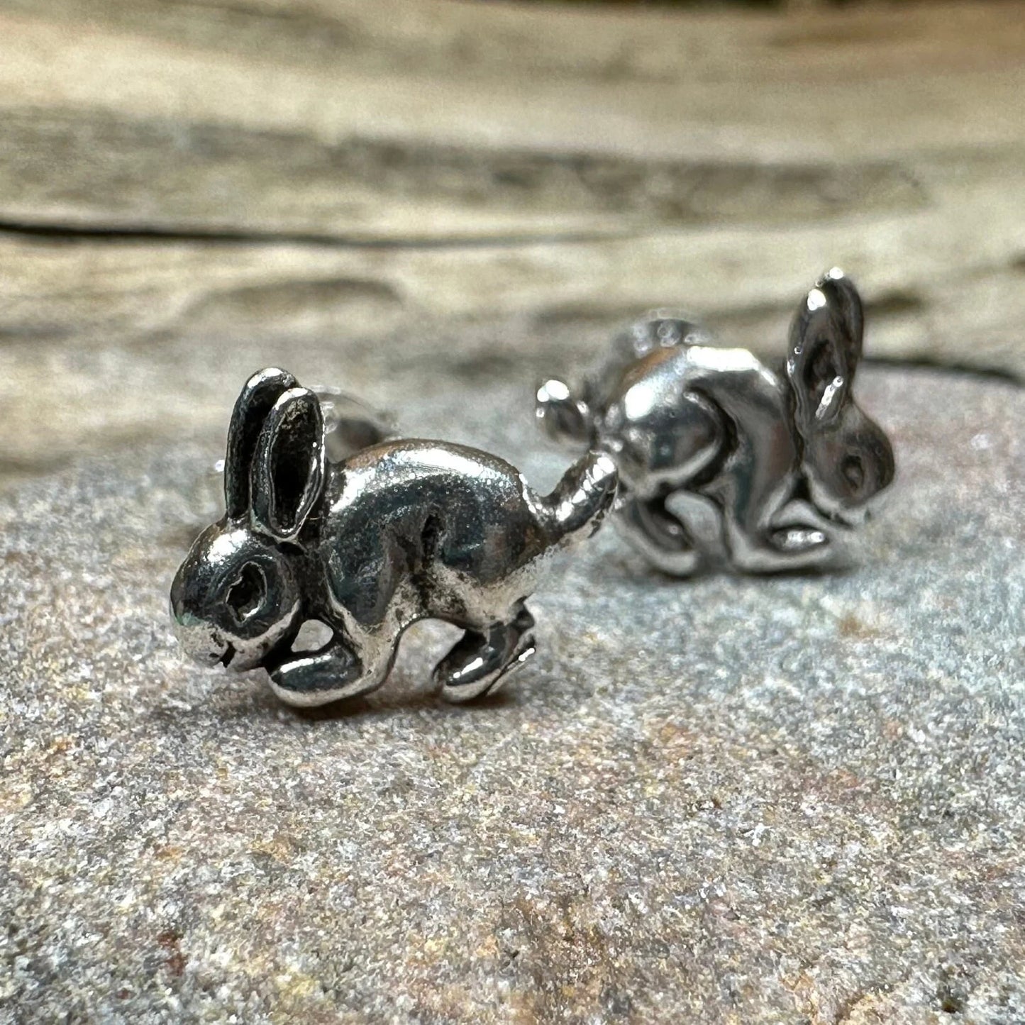 Running Bunny Earrings in sterling silver
