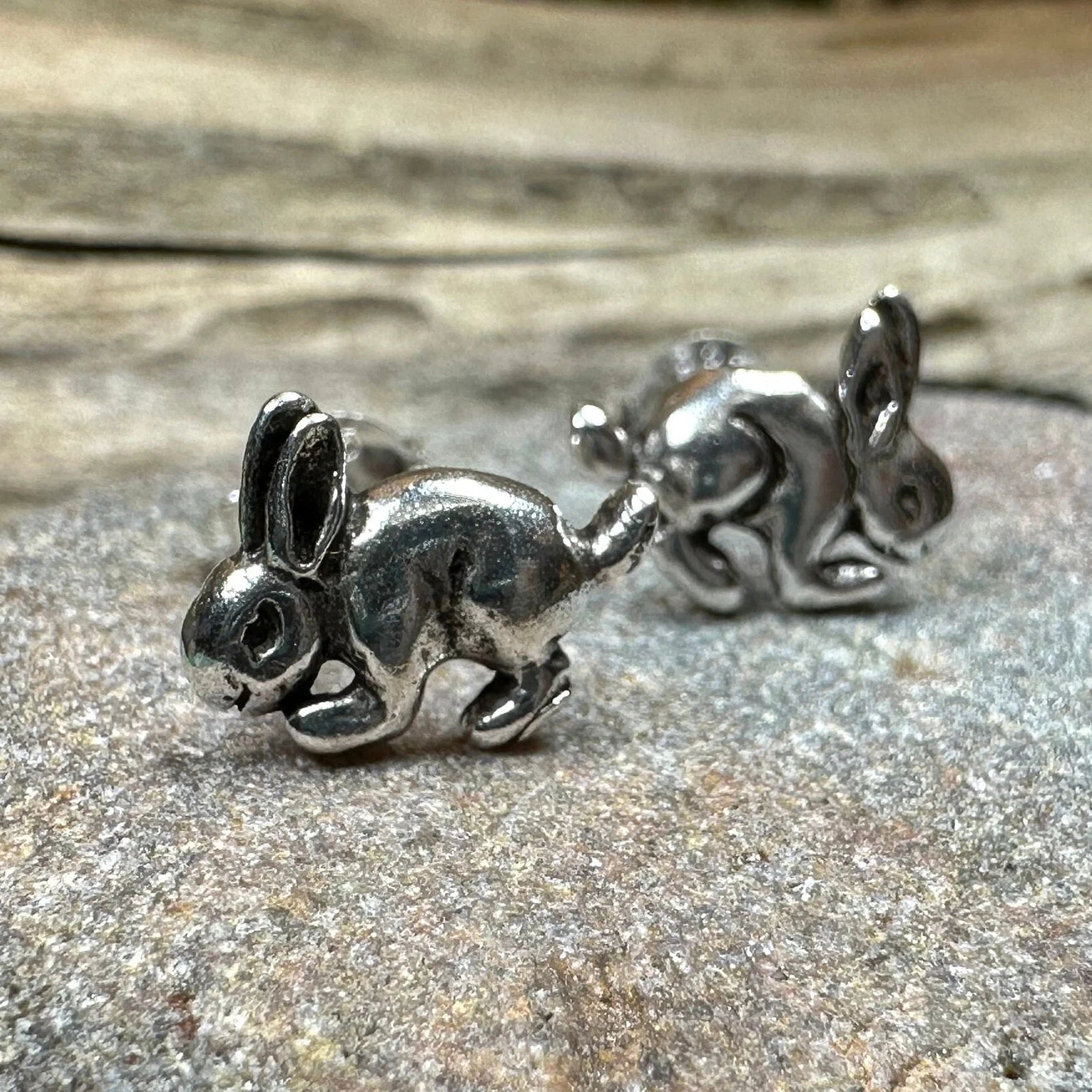 Running Bunny Earrings in sterling silver
