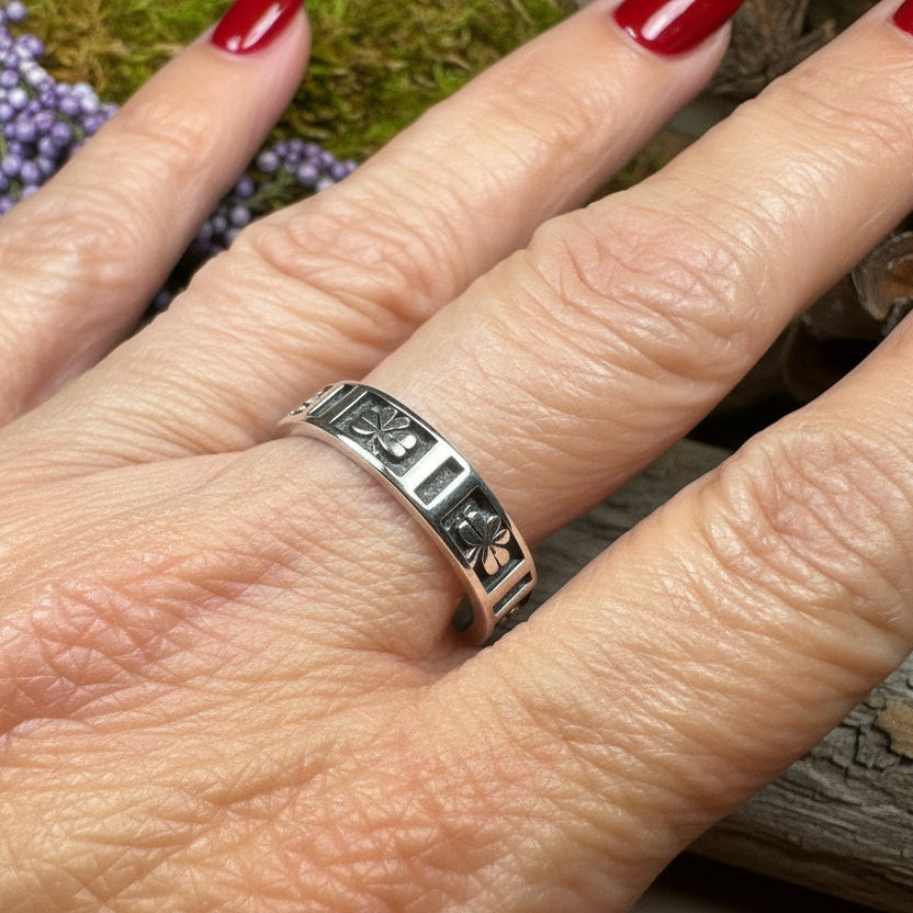 Shamrock Ring, Celtic Band Ring, Irish Jewelry, Clover Jewelry, Ireland Gift, Irish Dance Gift, Anniversary Gift, Wedding Band