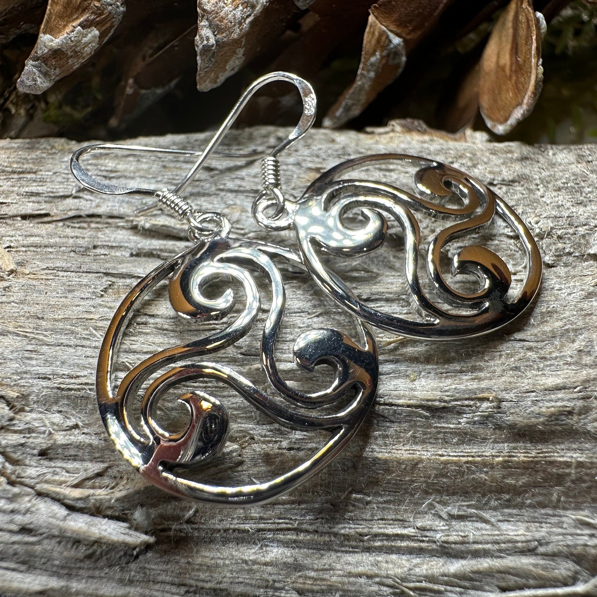 Celtic Spiral Earrings, Irish Jewelry, Viking Jewelry, Ireland Gift, Triskelion Jewelry, Triskele, Celtic Jewelry, Triple Spiral Jewelry