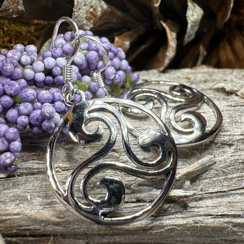 Load image into Gallery viewer, Celtic Spiral Earrings, Irish Jewelry, Viking Jewelry, Ireland Gift, Triskelion Jewelry, Triskele, Celtic Jewelry, Triple Spiral Jewelry
