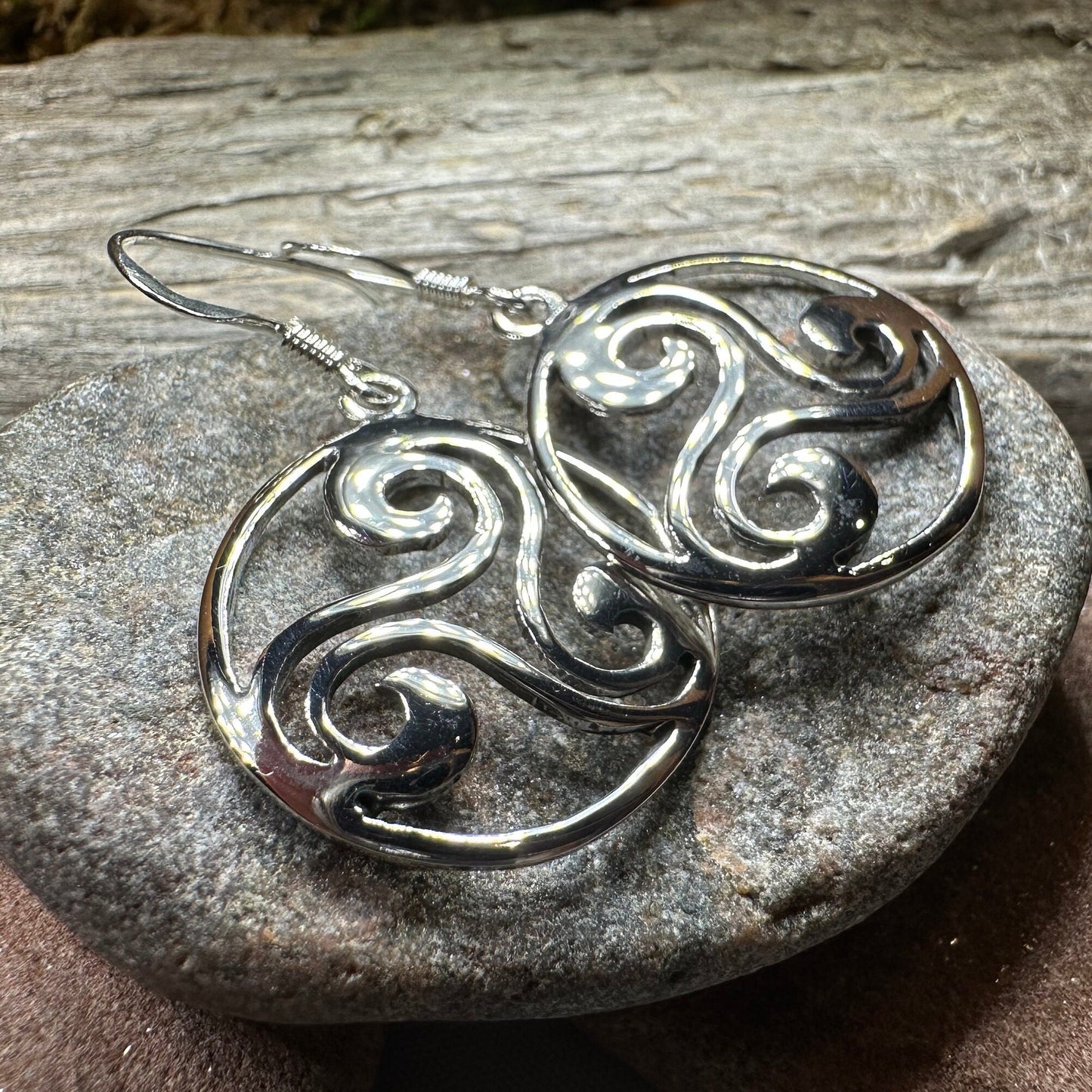 Celtic Spiral Earrings, Irish Jewelry, Viking Jewelry, Ireland Gift, Triskelion Jewelry, Triskele, Celtic Jewelry, Triple Spiral Jewelry
